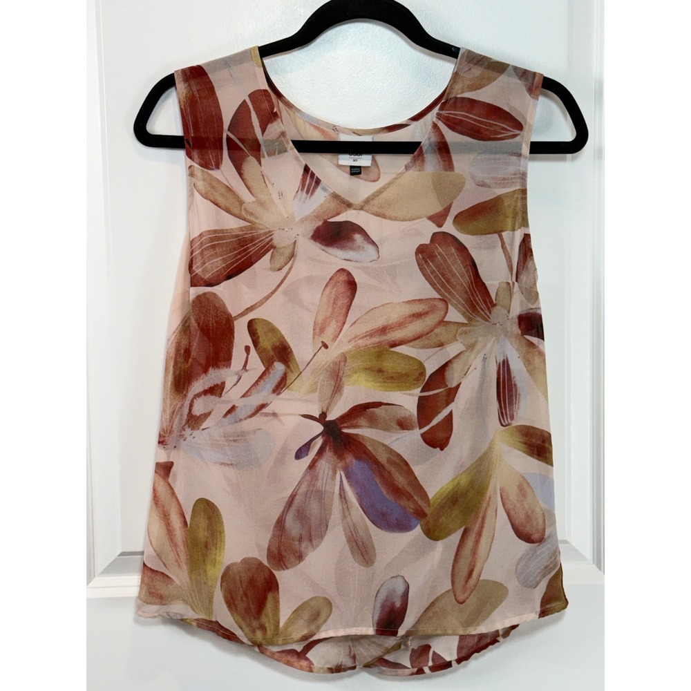 Cabi Women Floral Print Sleeveless Blouse Top XS Tank Sheer Work Career‎ X-Small